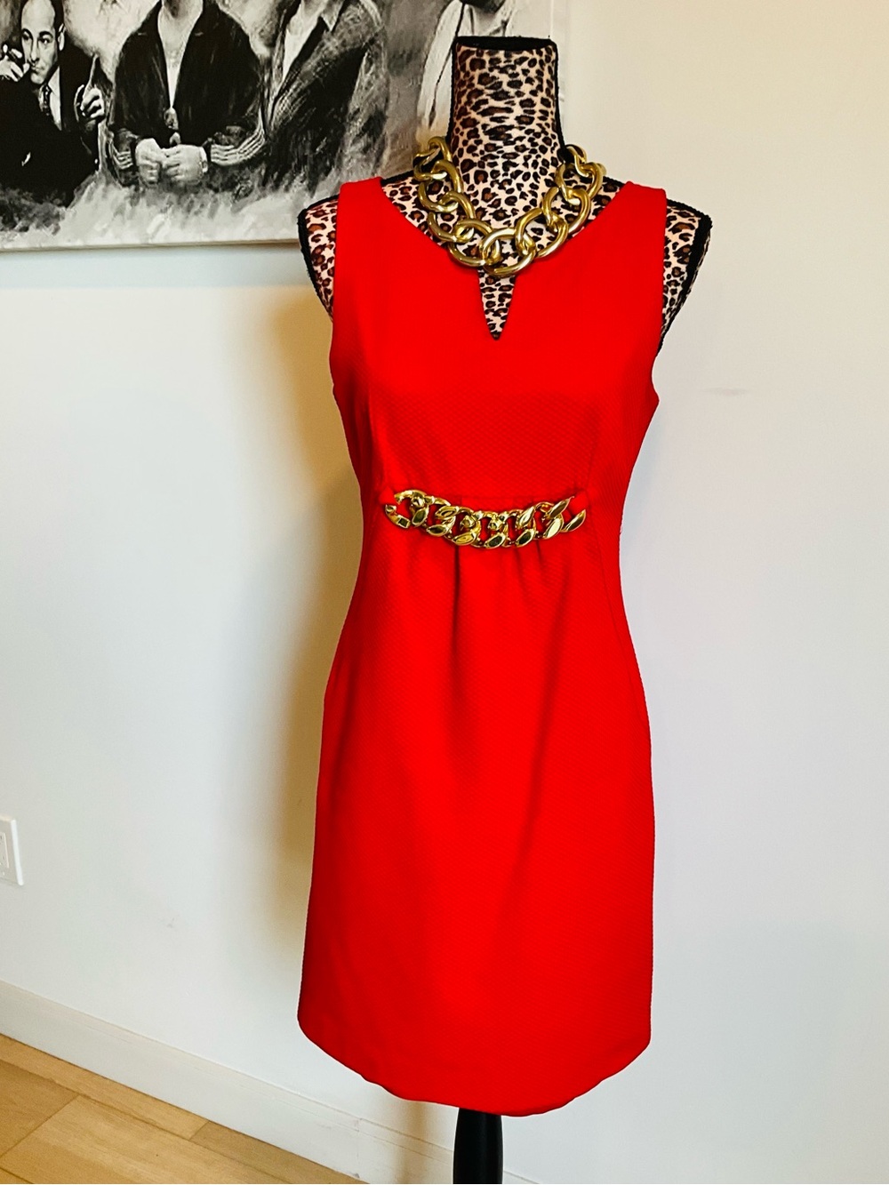 Chunky Chain Red Party Dress